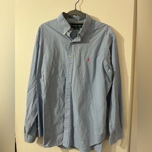 Ralph Lauren Blue Plaid Oxford Shirt, Size XL